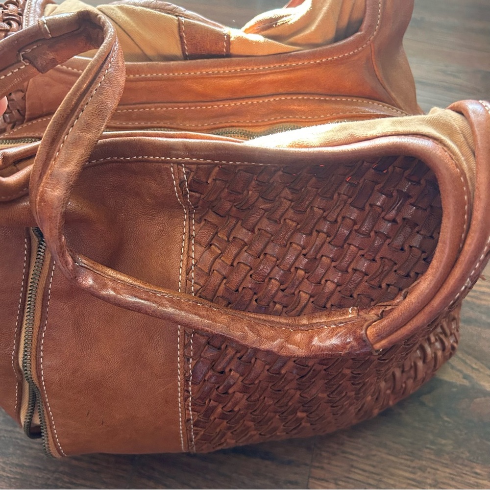 Sundance Hobo Shoulder Bag Brown Woven Leather Bohemian Boho Ital - Picture 13 of 16
